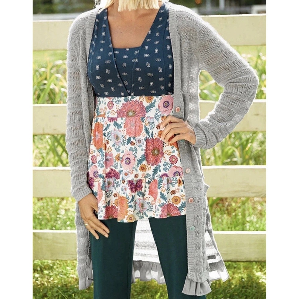 Matilda Jane Cardigan Women's Small Gray Wonderment Stay Cozy Angelic Ethereal‎